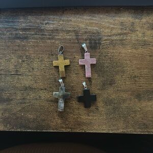 Assorted Cross Pendants - Yellow, Pink, Gray, Black